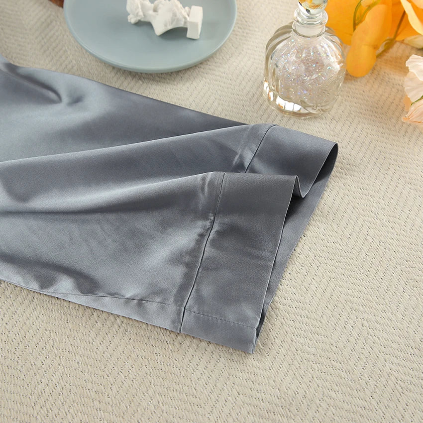HiLoc Luxury Satin Nightgown Robe Set Women's V-Neck Spaghetti Strap Chemise Long Sleeve Belted Robe 2 Piece Loungewear 2026