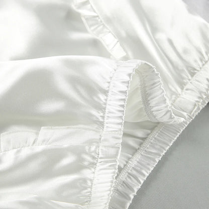 Hiloc Summer Sexy Satin Bra Suits Casual Elastic Waist Shorts And Lace Up Top 2 Piece Set Women 2025 Home Ruffles Outfits Female