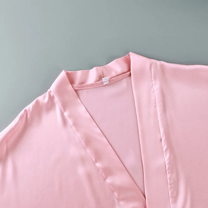 Hiloc Pink Elegant Satin Women's 3 Piece Set Pajamas Sexy Lace High Waist Split Skirts With Long Robe Bra Loungewear 2026 Spring