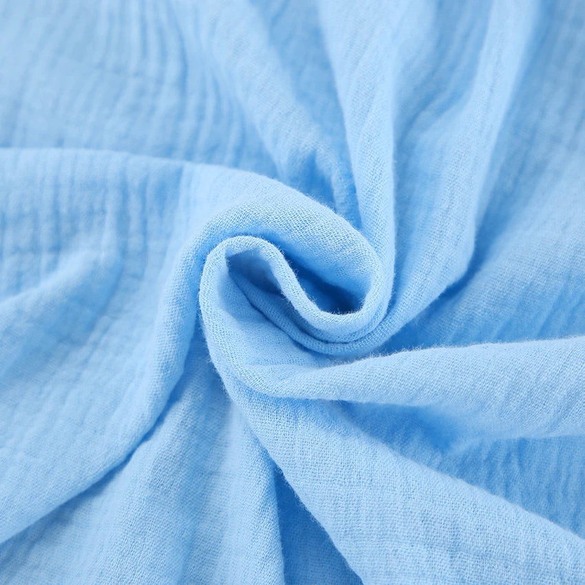 Hiloc Elegant Mid-Calf Blue Nightgowns Pure Cotton V-Neck Summer Lantern Sleeve Night Dress Folds Slit Pockets Nightdress Woman