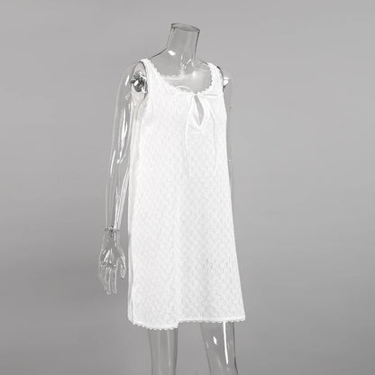 HiLoc 2025 Elegant Lace Short Robe Summer Casual Sleeveless White Dress Sleepwear Female Home Solid Lace-Up Robe Spring Pajamas