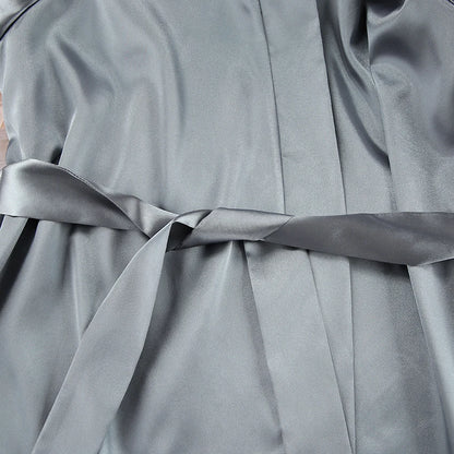 HiLoc Luxury Satin Nightgown Robe Set Women's V-Neck Spaghetti Strap Chemise Long Sleeve Belted Robe 2 Piece Loungewear 2026