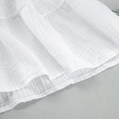 Hiloc White Pure Cotton Sweet Spaghetti Strap Mini Dress Summer Pullover Bow Backless Nightgowns Lace-Up Loose Night Dress Woman