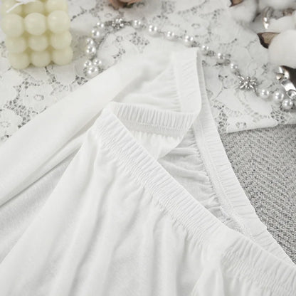 HiLoc Sexy V-Neck Knitted Thin Trousers Pajamas Women Casual Lace-Up Crop Tops With Loose Long Pants Sleepwears White Suits 2026