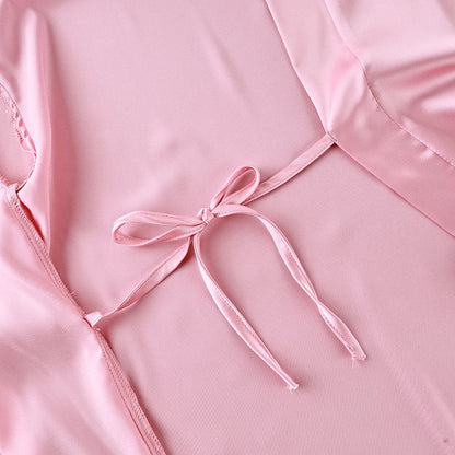 Hiloc Pink Elegant Satin Women's 3 Piece Set Pajamas Sexy Lace High Waist Split Skirts With Long Robe Bra Loungewear 2026 Spring