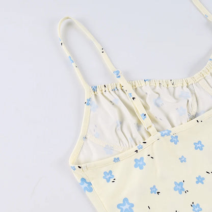 Hiloc Sexy Mini Print Spaghetti Strap Nightgown 2026 Spring Casual Backless Dress Fow Woman Elegant High Waist Short Robe Female