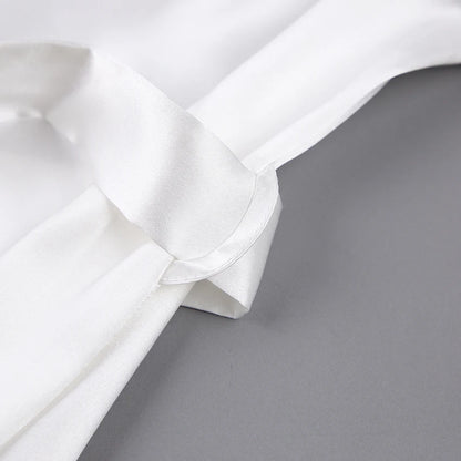 HiLoc 2025 Elegant Satin With Feather Long Robe Spring Sexy Lace Up White Silk Nightgown Female Home Wrap Robe Pajamas Women