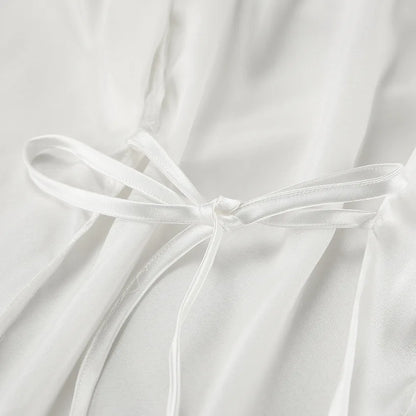 HiLoc Sexy Satin Nightgown Robe Set Women's Cross Back Spaghetti Strap Chemise Feather Trim Long Sleeve Robe 2 Piece Loungewear