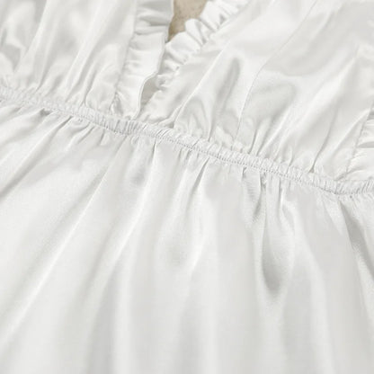 HiLoc Sexy Satin Nightgown Robe Set Women's Cross Back Spaghetti Strap Chemise Feather Trim Long Sleeve Robe 2 Piece Loungewear