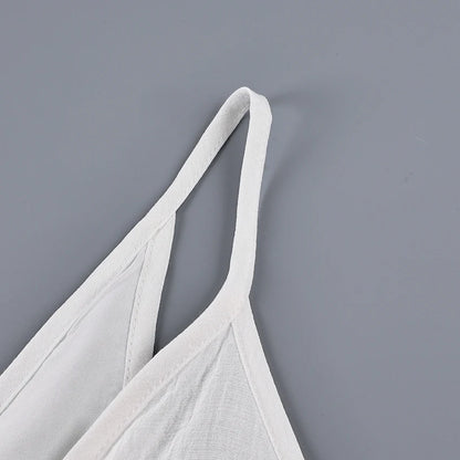 HiLoc Casual Loose White Long Dress Robe 2025 New Summer V Neck Dresses For Women Spring Sleeveless Straight Robes Nightgown