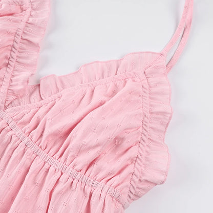 Hiloc Spaghetti Strap Vest Sleepwear With Wide Leg Pants  Pajamas 2 Piece Sets Spring Casual Ruffles Trousers Outfits Female