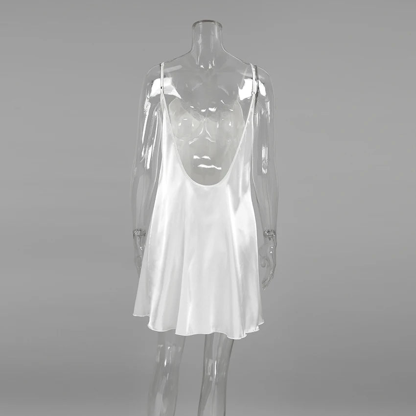 Hiloc Sexy White Spaghetti Strap Short Night Dresses Summer Woven Sleeveless Sleepdress Lace Pullover Ruched Backless Nightgowns