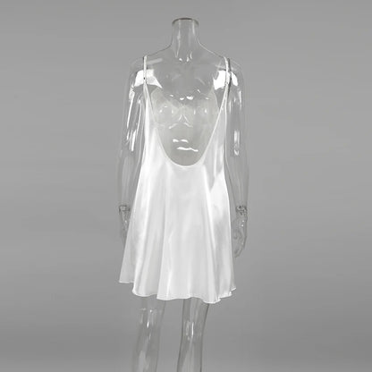 Hiloc Sexy White Spaghetti Strap Short Night Dresses Summer Woven Sleeveless Sleepdress Lace Pullover Ruched Backless Nightgowns