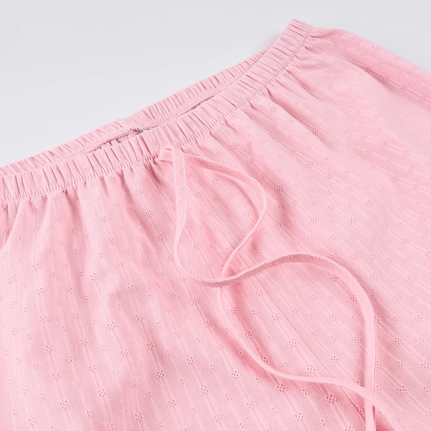 Hiloc Spaghetti Strap Vest Sleepwear With Wide Leg Pants  Pajamas 2 Piece Sets Spring Casual Ruffles Trousers Outfits Female