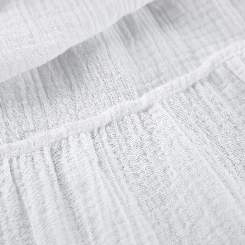Hiloc White Pure Cotton Sweet Spaghetti Strap Mini Dress Summer Pullover Bow Backless Nightgowns Lace-Up Loose Night Dress Woman