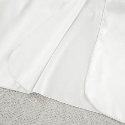 HiLoc 2025 Summer Sexy Lace Nightgown Robe With Belt Fashion Satin Long Sleeve Sleepwear Casual White Mini Dress For Women