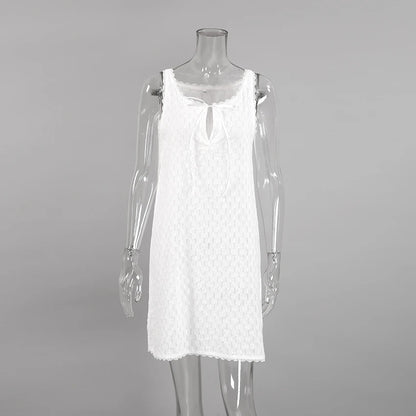 HiLoc 2025 Elegant Lace Short Robe Summer Casual Sleeveless White Dress Sleepwear Female Home Solid Lace-Up Robe Spring Pajamas
