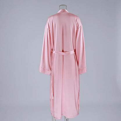 Hiloc Pink Elegant Satin Women's 3 Piece Set Pajamas Sexy Lace High Waist Split Skirts With Long Robe Bra Loungewear 2026 Spring