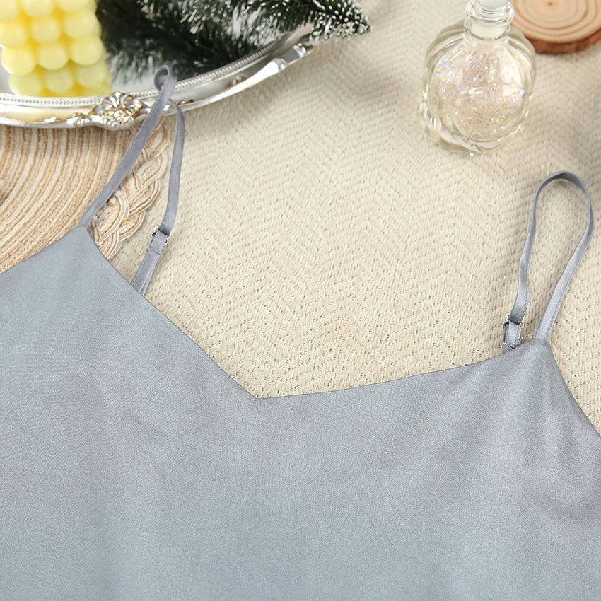 HiLoc Luxury Satin Nightgown Robe Set Women's V-Neck Spaghetti Strap Chemise Long Sleeve Belted Robe 2 Piece Loungewear 2026