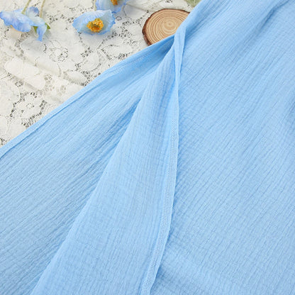 Hiloc Elegant Mid-Calf Blue Nightgowns Pure Cotton V-Neck Summer Lantern Sleeve Night Dress Folds Slit Pockets Nightdress Woman