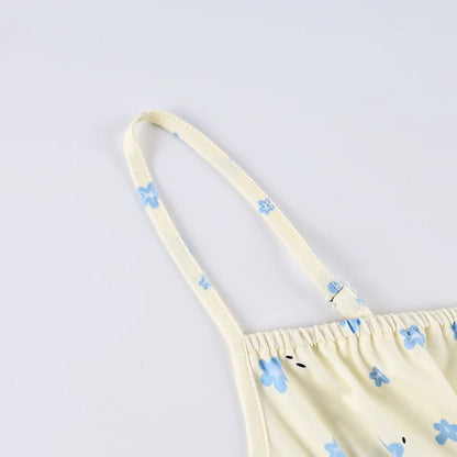 Hiloc Sexy Mini Print Spaghetti Strap Nightgown 2026 Spring Casual Backless Dress Fow Woman Elegant High Waist Short Robe Female